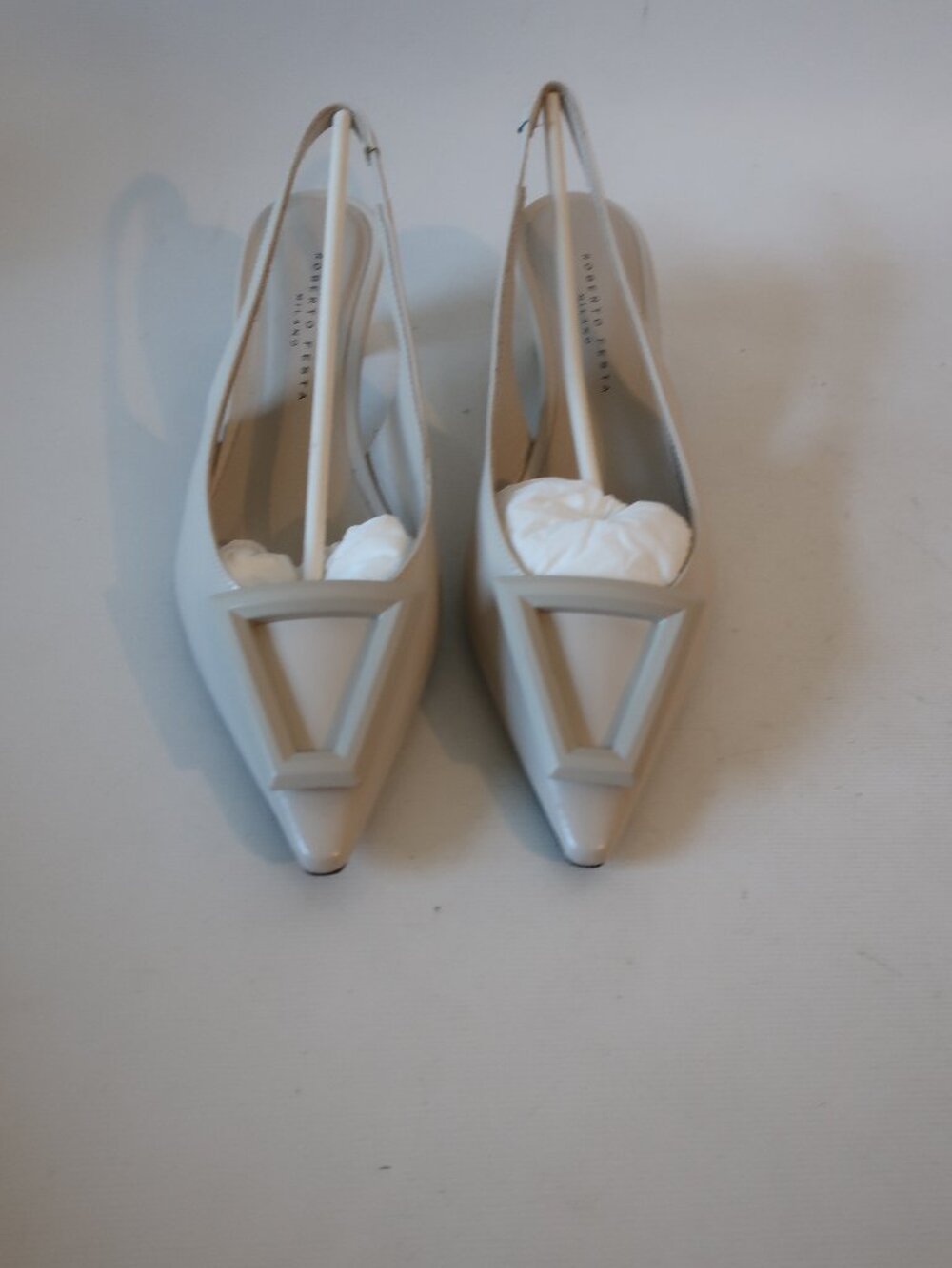 Womens Roberto Festa Bone "Dorien" Leather Slingback Low Heels  37/7